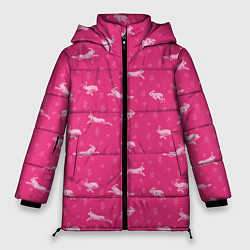 Куртка зимняя женская Розовые зайцы, цвет: 3D-красный
