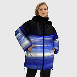 Куртка зимняя женская Синие волны на черном, цвет: 3D-черный — фото 2