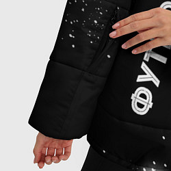 Куртка зимняя женская Футболист из России и герб РФ вертикально, цвет: 3D-черный — фото 2