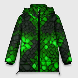 Куртка зимняя женская Зелёный трескающийся камень, цвет: 3D-светло-серый