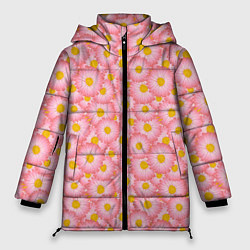 Куртка зимняя женская Цветы герберы, цвет: 3D-красный