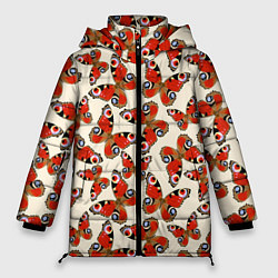 Куртка зимняя женская Бабочки хамелеоны, цвет: 3D-красный