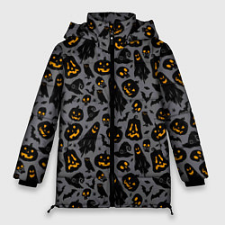 Куртка зимняя женская Праздничный узор хэллоуина, цвет: 3D-светло-серый