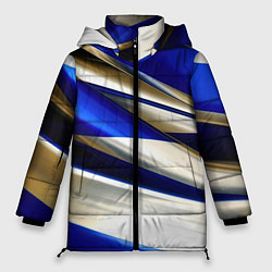 Куртка зимняя женская Blue white abstract, цвет: 3D-черный