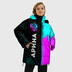 Куртка зимняя женская Арина и неоновый герб России по-вертикали, цвет: 3D-черный — фото 2