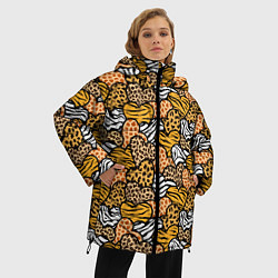 Куртка зимняя женская Африканские сердца, цвет: 3D-светло-серый — фото 2