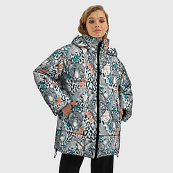 Куртка зимняя женская Дикий тропический ягуар, цвет: 3D-светло-серый — фото 2