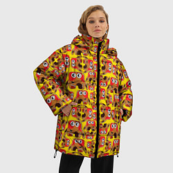 Куртка зимняя женская Мультяшные разноцветные монстрики, цвет: 3D-черный — фото 2