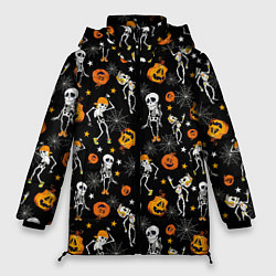 Женская зимняя куртка Хэллоуин танцующий скелет