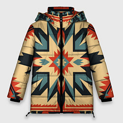 Куртка зимняя женская Орнамент в стиле американских индейцев, цвет: 3D-светло-серый