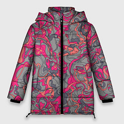 Куртка зимняя женская Розовый серый сон, цвет: 3D-красный