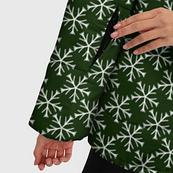 Куртка зимняя женская Паттерн снежинки тёмно-зелёный, цвет: 3D-светло-серый — фото 2
