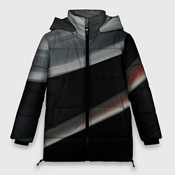 Куртка зимняя женская Black grey abstract, цвет: 3D-красный