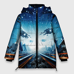 Куртка зимняя женская Космическая абстракция, цвет: 3D-светло-серый