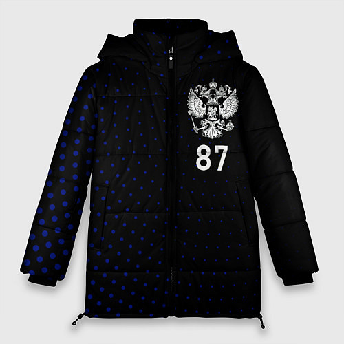 Женская зимняя куртка Республика Коми - синие крапинки / 3D-Черный – фото 1