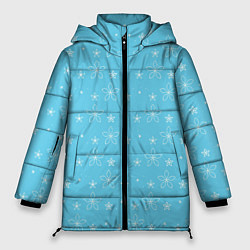 Женская зимняя куртка Паттерн голубой маленькие стилизованные цветы