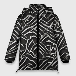Женская зимняя куртка Абстракция черное серебро