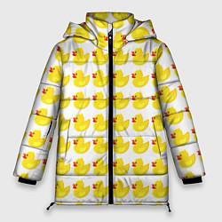 Куртка зимняя женская Семейка желтых резиновых уточек, цвет: 3D-красный