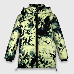 Женская зимняя куртка Абстракция чёрный и бледно-зелёный