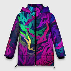 Куртка зимняя женская Кривые яркие геометрические фигуры, цвет: 3D-светло-серый