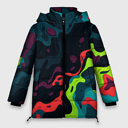 Женская зимняя куртка Яркий кислотный абстрактный камуфляж