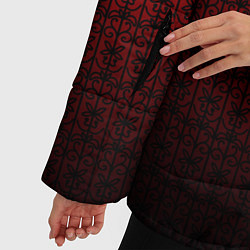 Куртка зимняя женская Красно-чёрный ажурный градиент, цвет: 3D-черный — фото 2