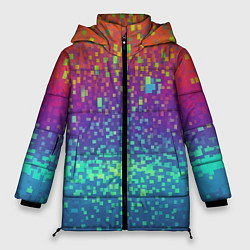 Куртка зимняя женская Разноцветные пиксели, цвет: 3D-черный