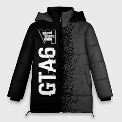 Куртка зимняя женская GTA6 glitch на темном фоне по-вертикали, цвет: 3D-черный