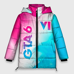 Куртка зимняя женская GTA 6 neon gradient style вертикально, цвет: 3D-черный