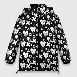 Куртка зимняя женская Черно белые фигурки, цвет: 3D-светло-серый