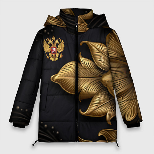 Женская зимняя куртка Золотой герб России / 3D-Черный – фото 1