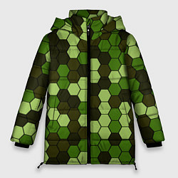 Женская зимняя куртка Камуфляж гексагон лесной