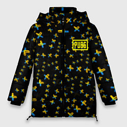 Куртка зимняя женская PUBG sticker games, цвет: 3D-черный