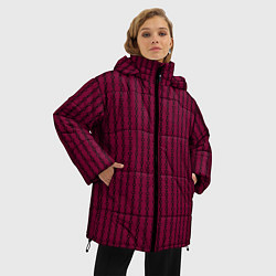 Куртка зимняя женская Полосы цепочки красно-пурпурный, цвет: 3D-черный — фото 2
