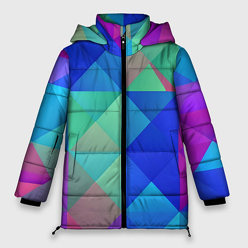 Женская зимняя куртка Разноцветные фигуры / 3D-Красный – фото 1