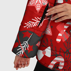 Куртка зимняя женская Рождественские паттерны, цвет: 3D-светло-серый — фото 2