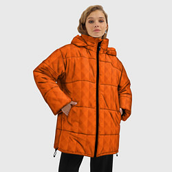 Куртка зимняя женская Объёмные пирамиды сочный апельсиновый, цвет: 3D-черный — фото 2