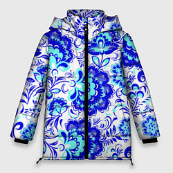 Куртка зимняя женская Гжель стиль, цвет: 3D-черный
