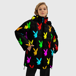 Куртка зимняя женская Playboy pattern неон, цвет: 3D-красный — фото 2