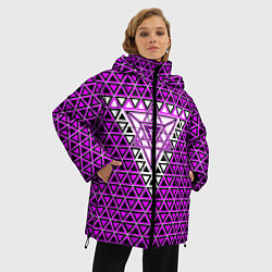 Куртка зимняя женская Розовые и чёрные треугольники, цвет: 3D-черный — фото 2