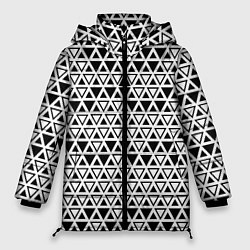 Куртка зимняя женская Треугольники чёрные и белые, цвет: 3D-черный