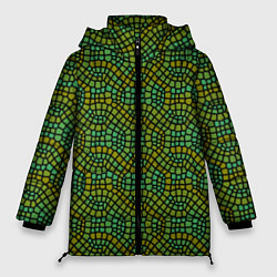 Женская зимняя куртка Салатовый витражный паттерн