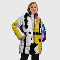 Куртка зимняя женская Цветная абстракция - минимализм, цвет: 3D-черный — фото 2