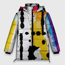 Женская зимняя куртка Цветная абстракция - минимализм