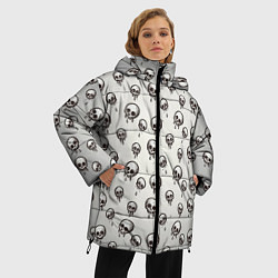 Куртка зимняя женская Мультяшные черепки абстрактный паттерн, цвет: 3D-светло-серый — фото 2