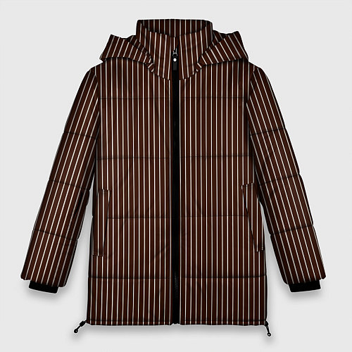 Женская зимняя куртка Коричневый в полоску / 3D-Черный – фото 1