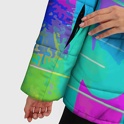 Куртка зимняя женская Цветная абстракция - поп арт, цвет: 3D-красный — фото 2
