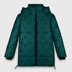 Куртка зимняя женская Зелёный квадраты паттерн, цвет: 3D-черный