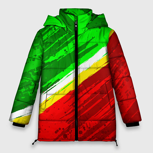 Женская зимняя куртка Расцветка Зеленоградского флага / 3D-Черный – фото 1