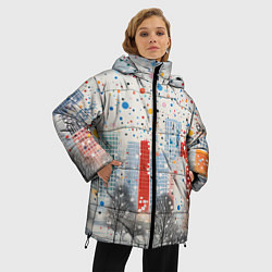 Куртка зимняя женская Новогодний город и цветной снег, цвет: 3D-светло-серый — фото 2
